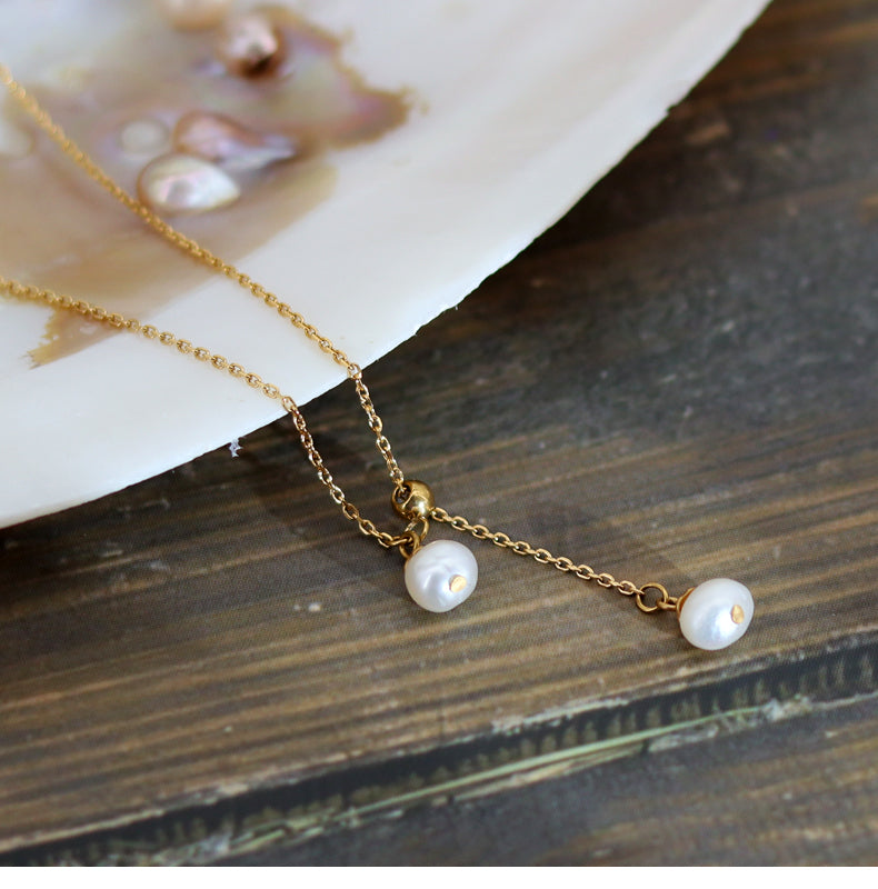 elegant freshwater pearl 18k gold plated pendant necklace