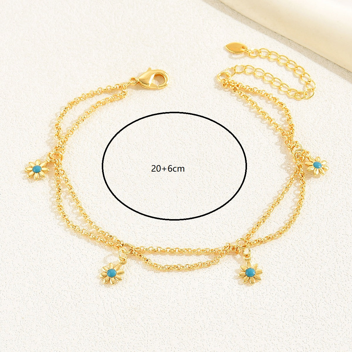 Flower 18k gold plated women's anklet