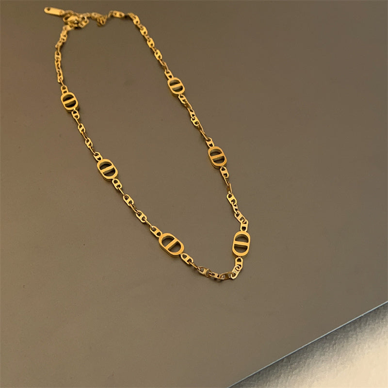 Pig nose 18k gold silver plated necklace