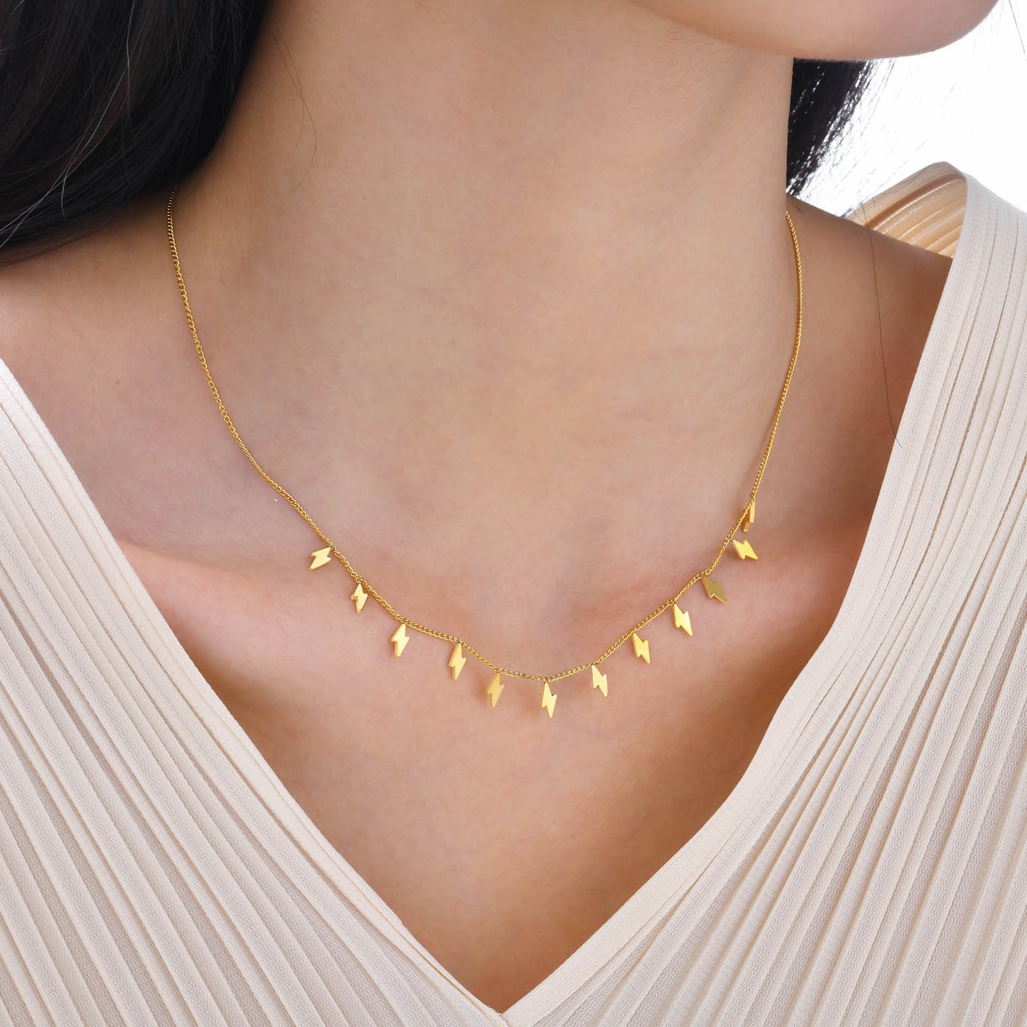 Cross four leaf clover lightning inlay zircon 18k gold plated necklace