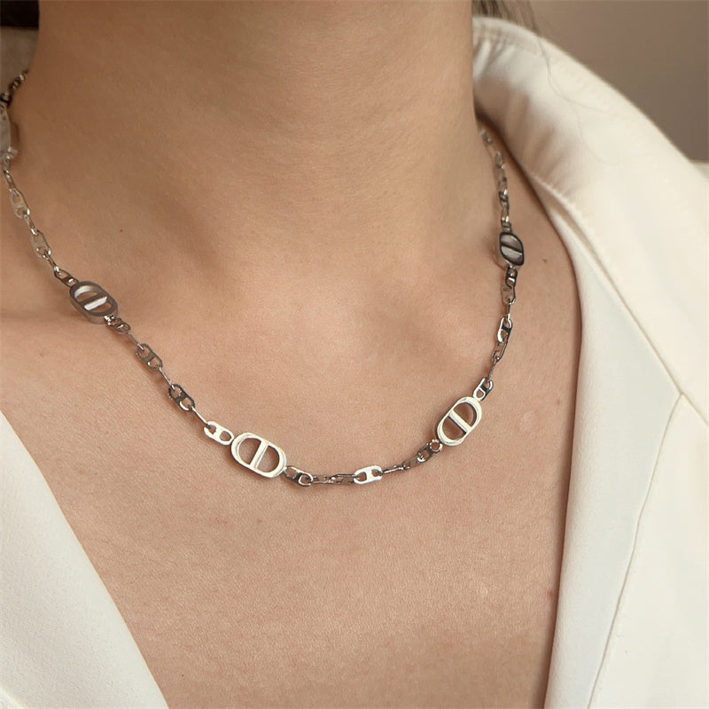 Pig nose 18k gold silver plated necklace
