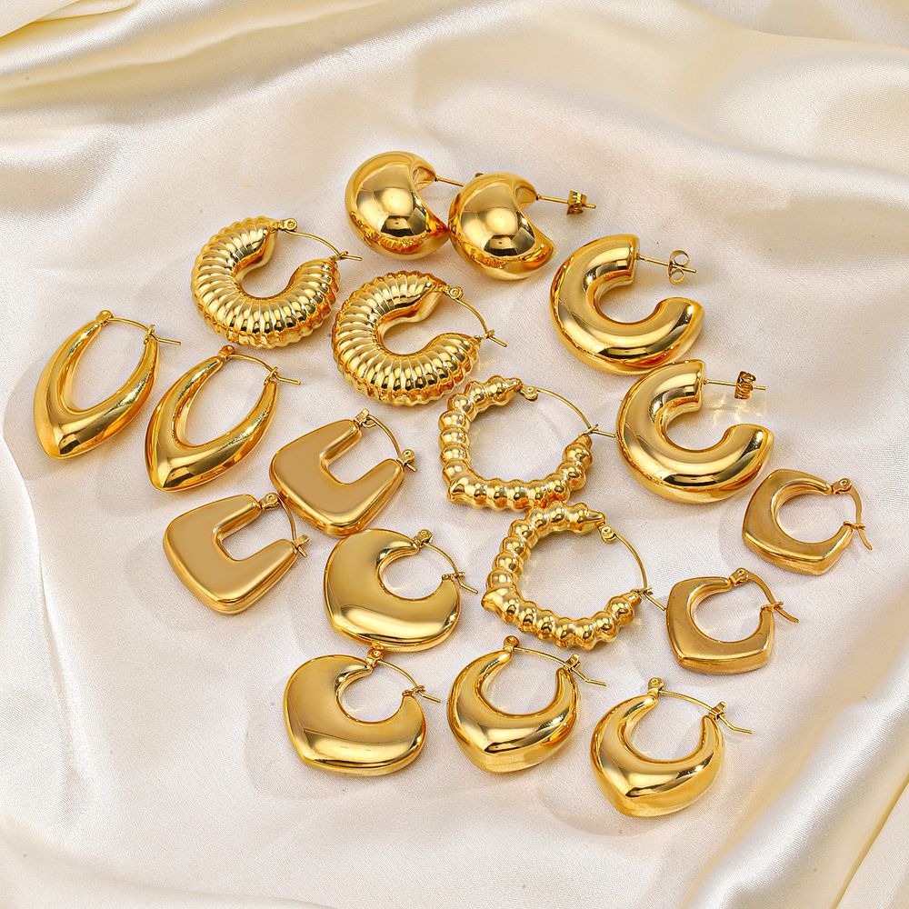Geometric C shape 18K Gold Plated earrings