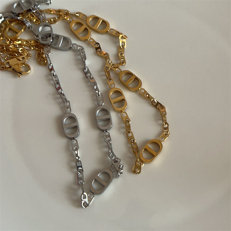 Pig nose 18k gold silver plated necklace