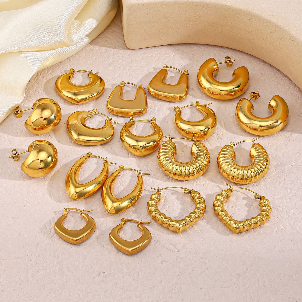 Geometric C shape 18K Gold Plated earrings