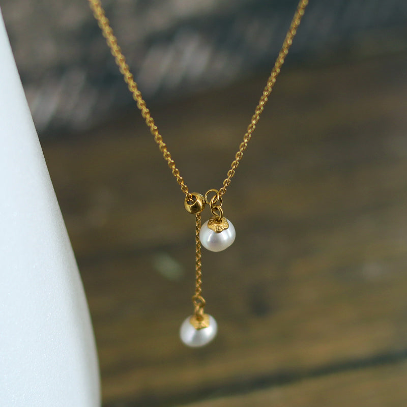 elegant freshwater pearl 18k gold plated pendant necklace