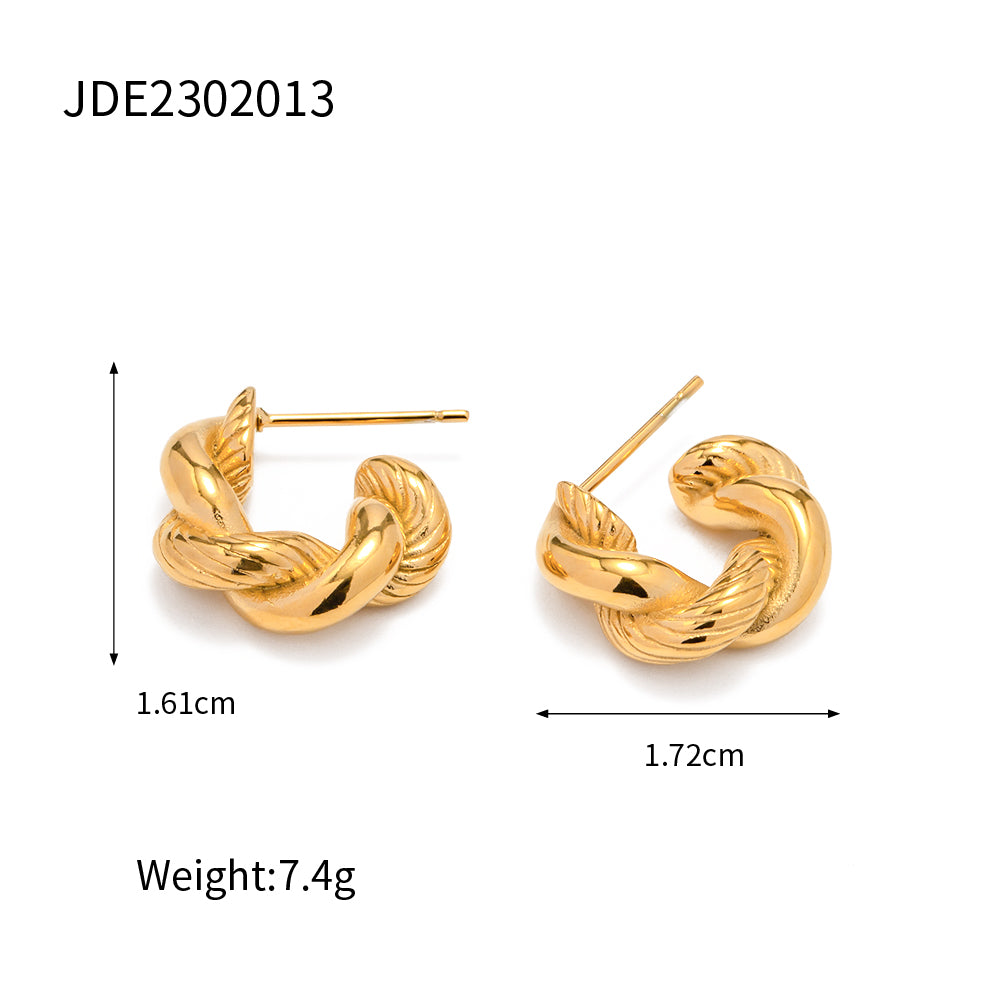 Twist 18K Gold Plated Ear Studs