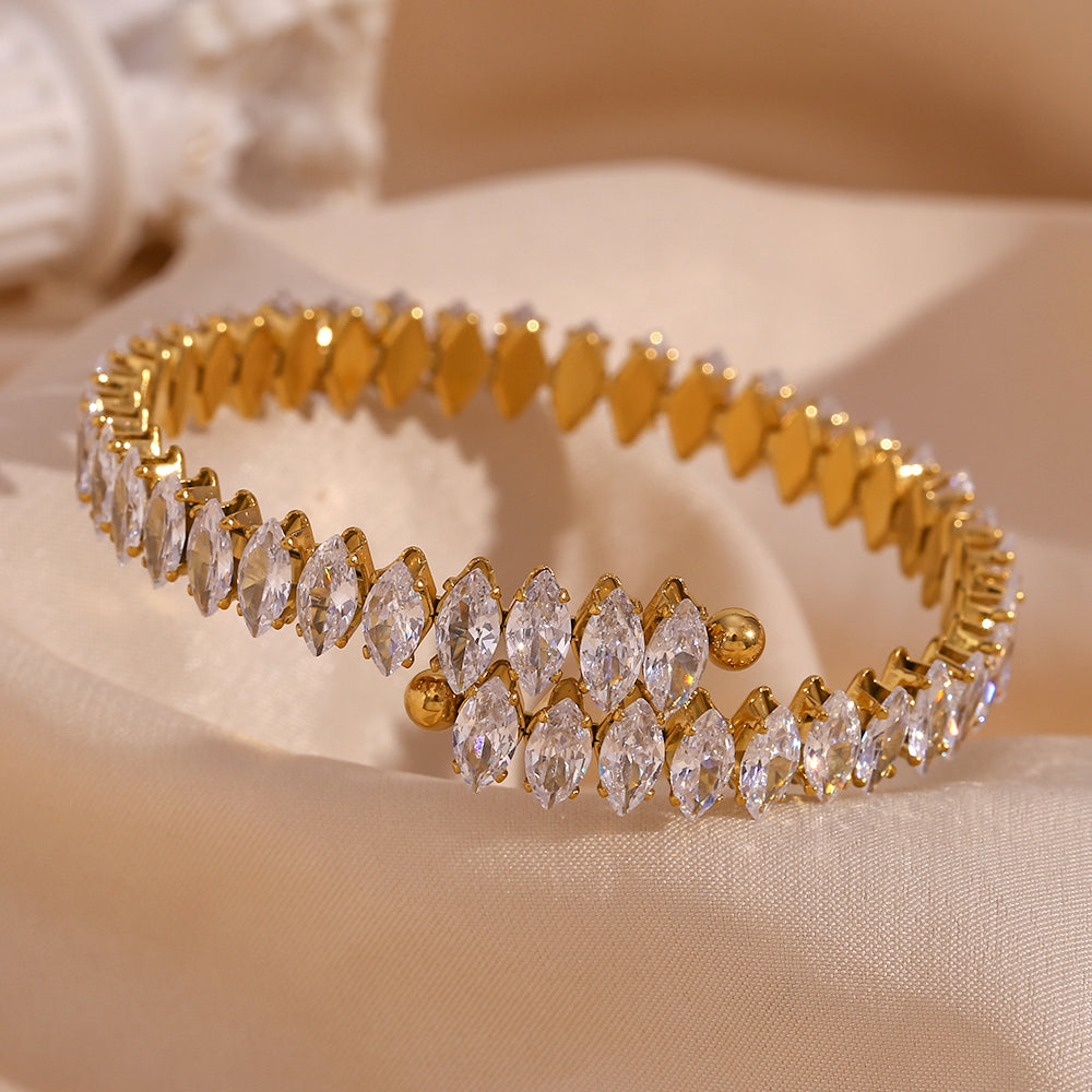 Classic style water droplets inlay 18k gold plated zircon rings bracelets