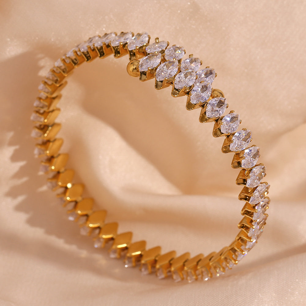 Classic style water droplets inlay 18k gold plated zircon rings bracelets