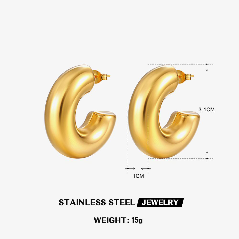 Geometric C shape 18K Gold Plated earrings