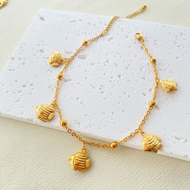 Starfish dolphin 18k gold plated women's anklet