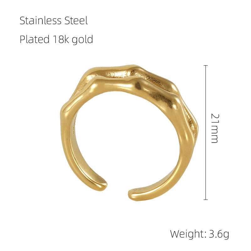 Geometric ring 18k gold plated open