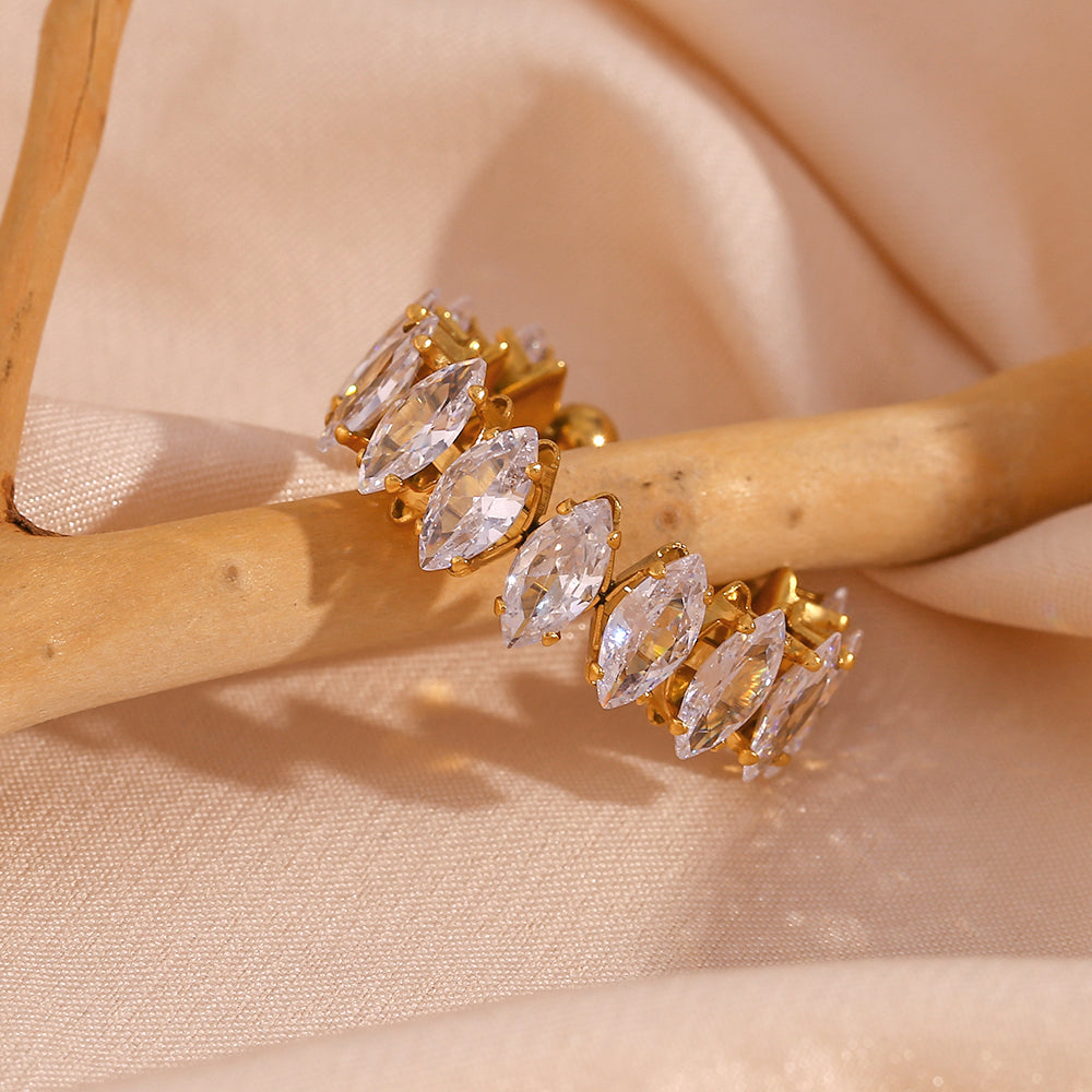 Classic style water droplets inlay 18k gold plated zircon rings bracelets