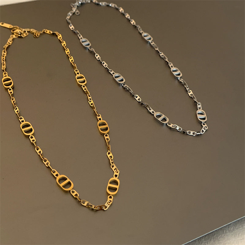 Pig nose 18k gold silver plated necklace