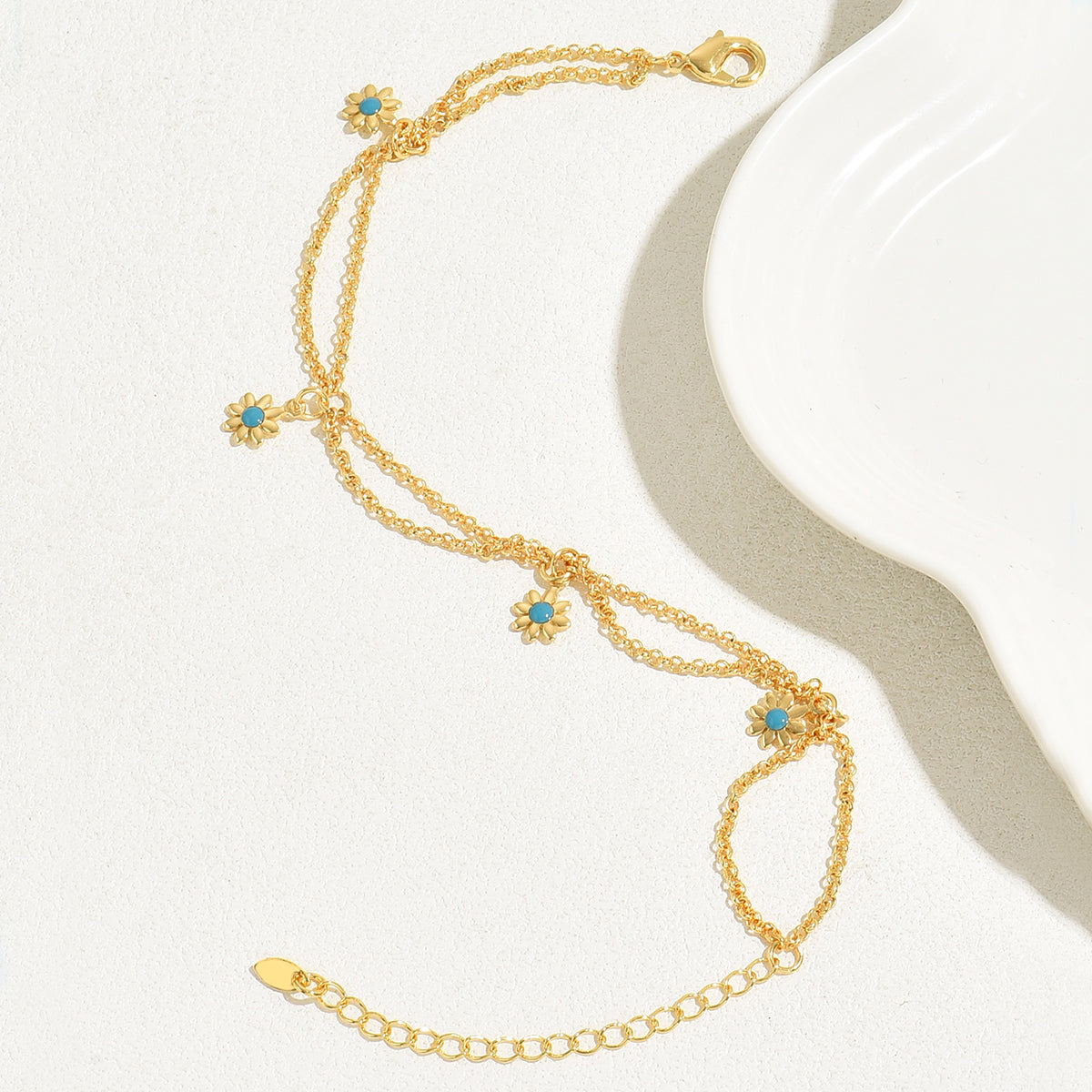 Flower 18k gold plated women's anklet