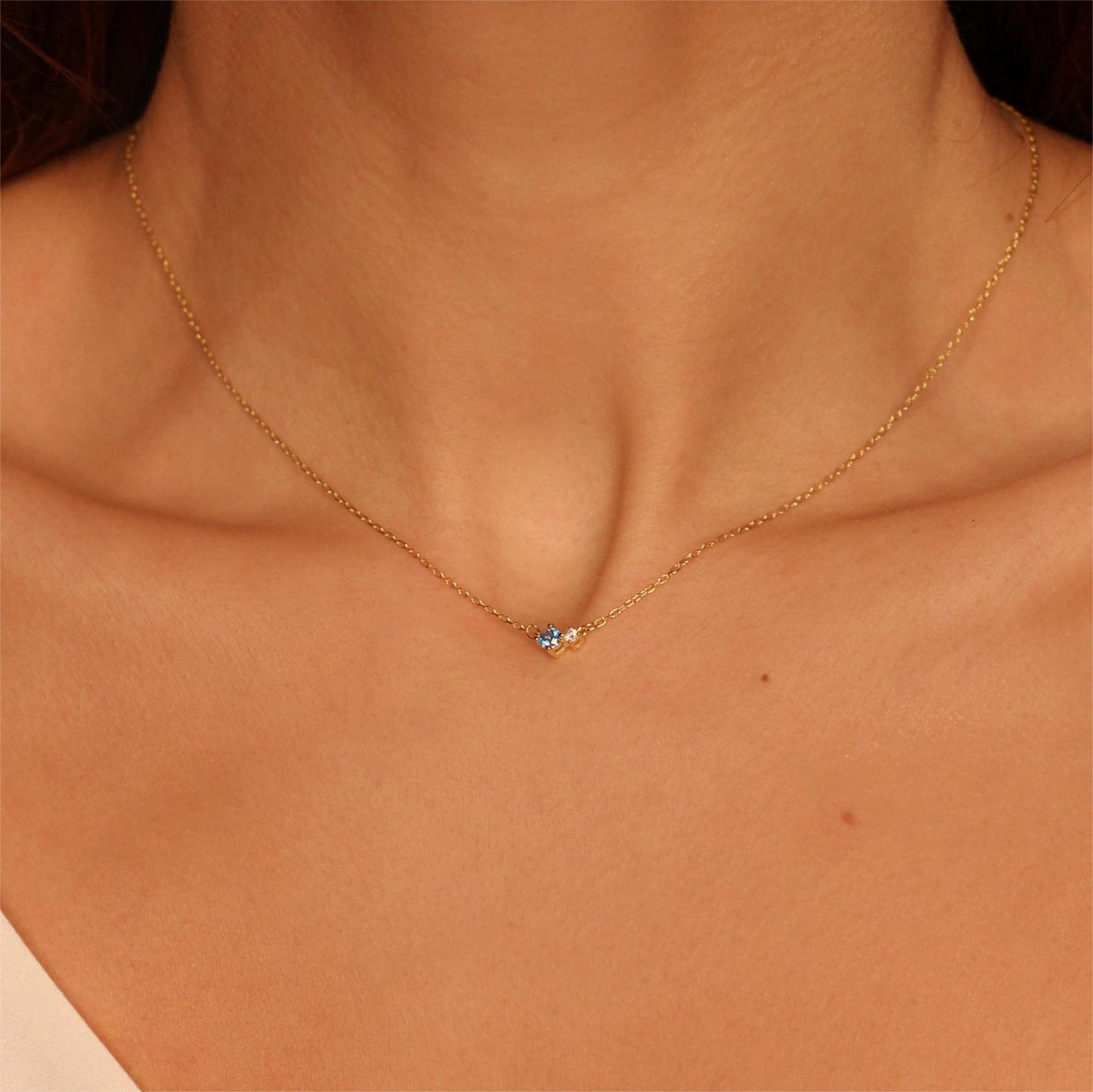 Round Pendant Necklace Zircon 18k Gold Plated