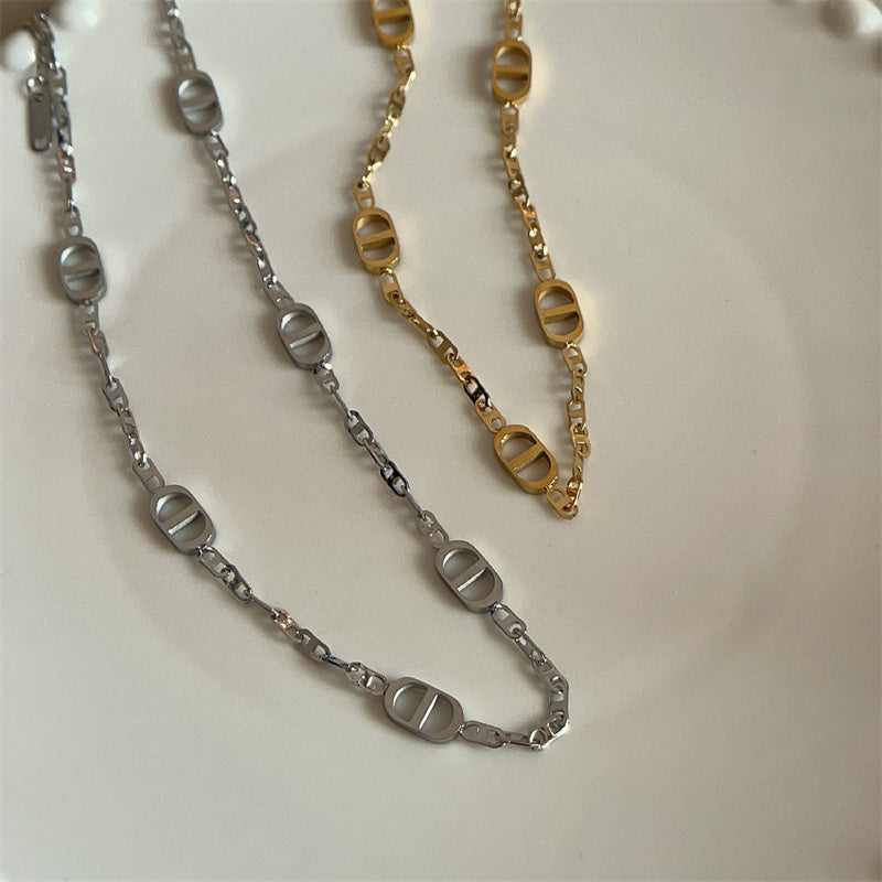 Pig nose 18k gold silver plated necklace