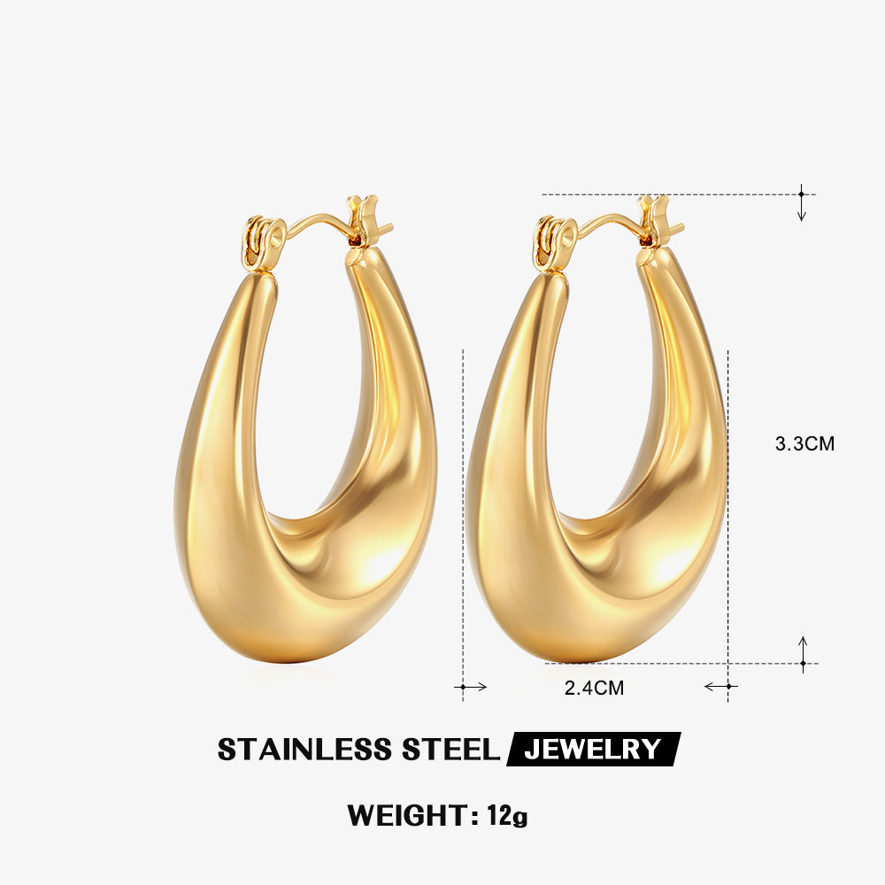 Geometric C shape 18K Gold Plated earrings