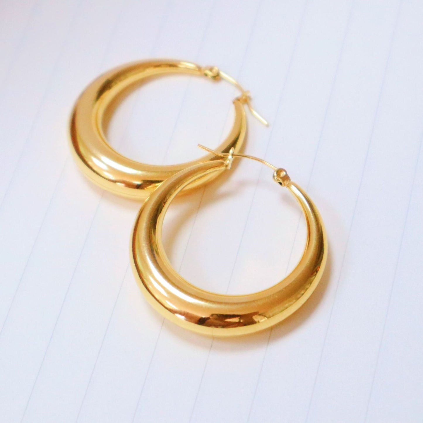 Geometric 18K Gold Plated hoop earrings