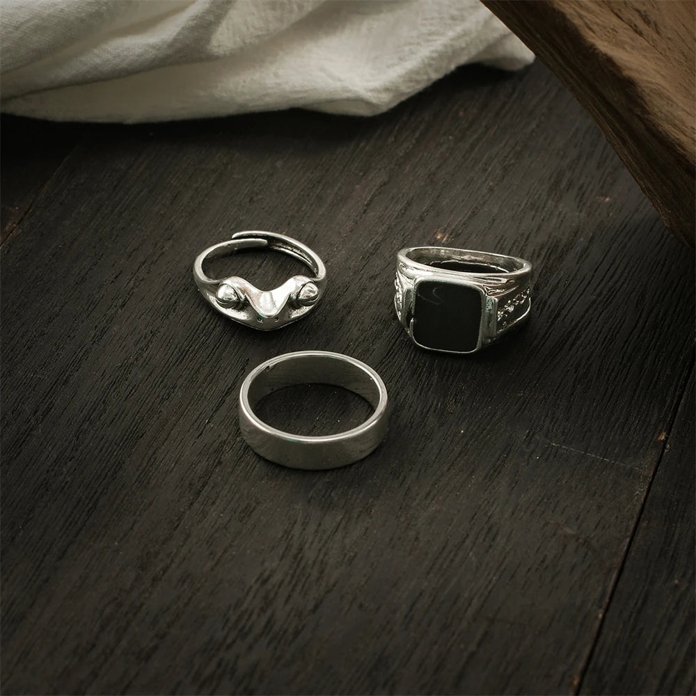 Men's Rings Set Square/ Frog/ Ring