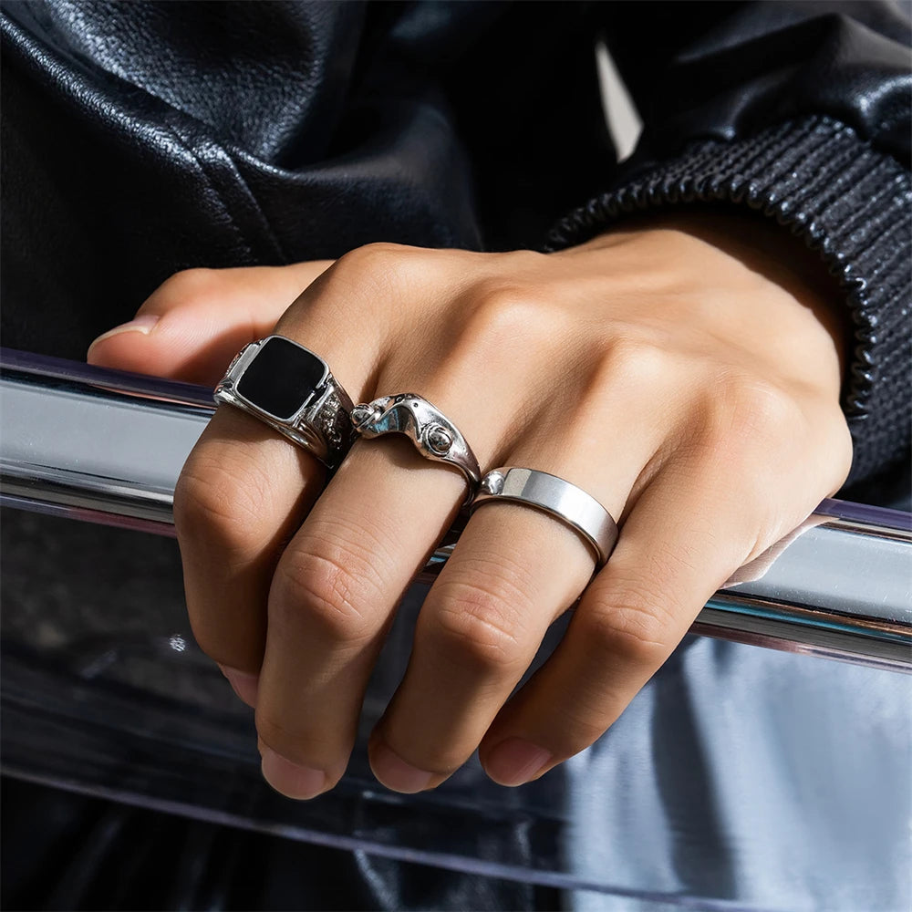 Men's Rings Set Square/ Frog/ Ring