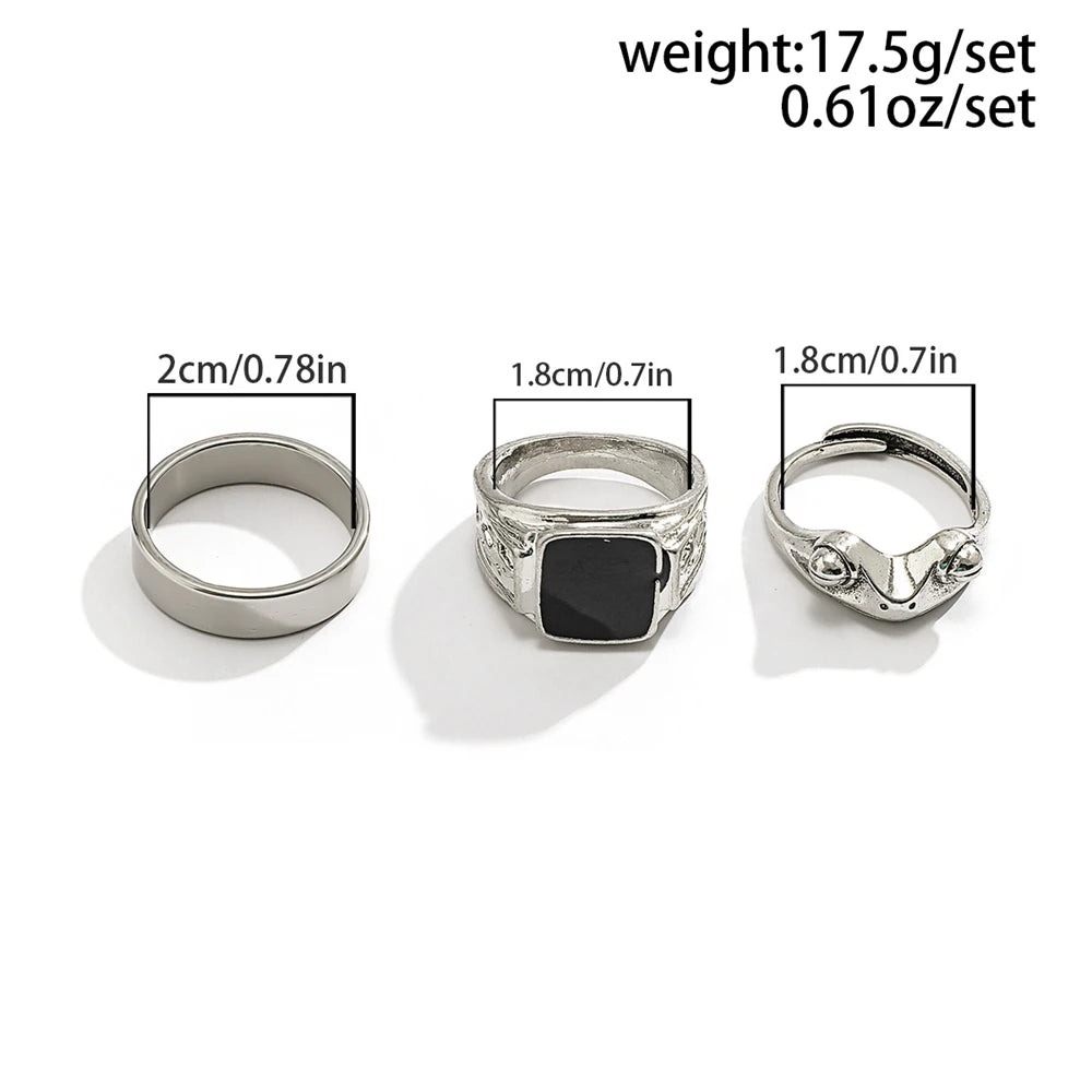 Men's Rings Set Square/ Frog/ Ring