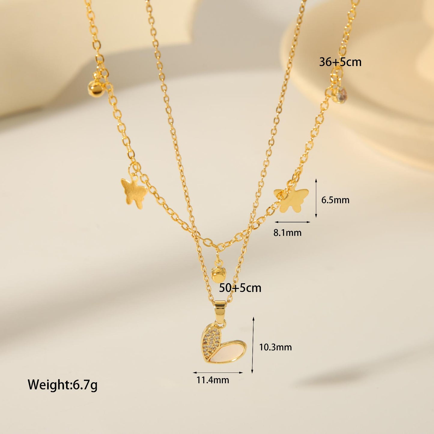 Vintage Style Inlay Star Eye Butterfly 18K Gold Plated Zircon Pendant Necklace