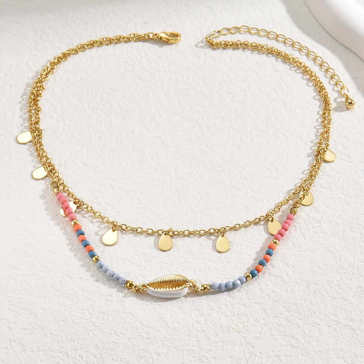 Bohemian Water Droplets Shell Layered Necklaces