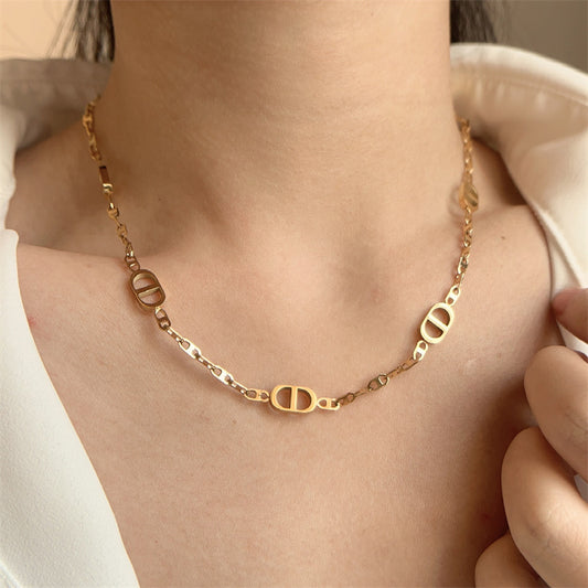 Pig nose 18k gold silver plated necklace