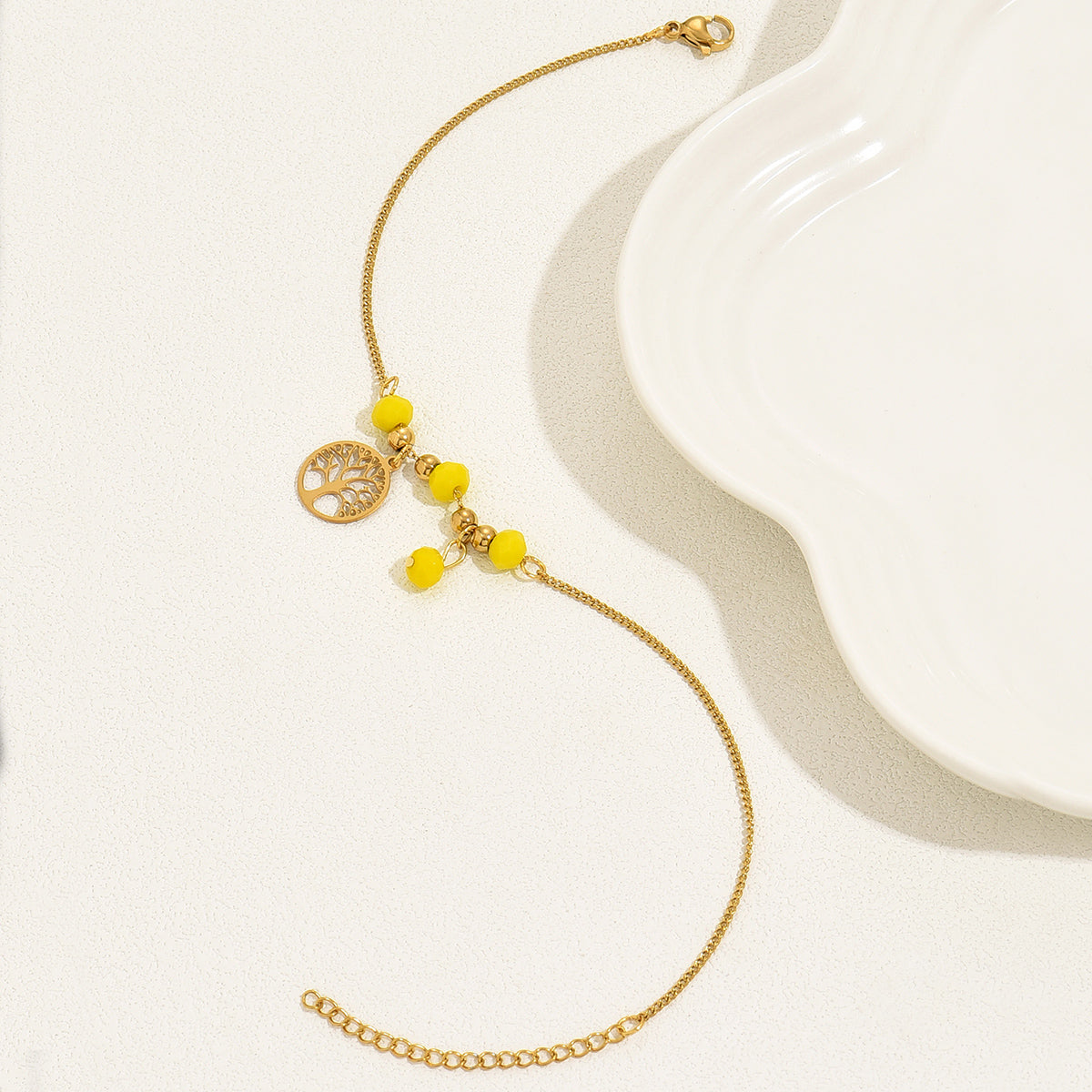 Bohemian beach tree beaded 18k gold plated women's anklet