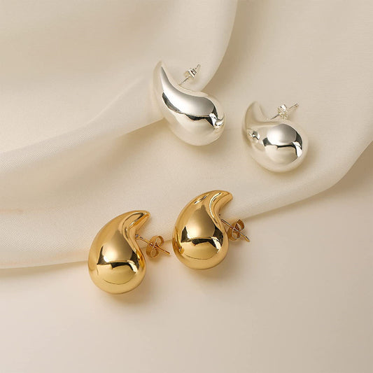 Water Droplets 18K Gold Plated Ear Studs
