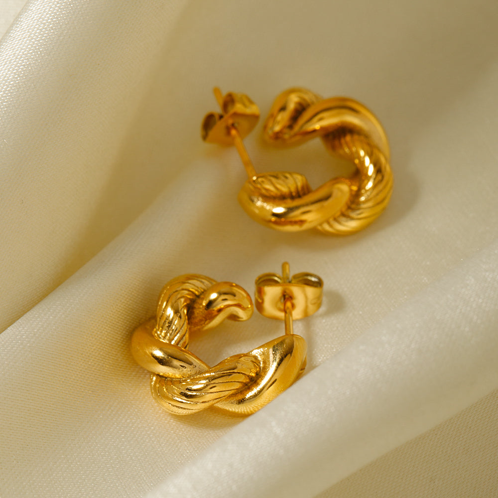 Twist 18K Gold Plated Ear Studs