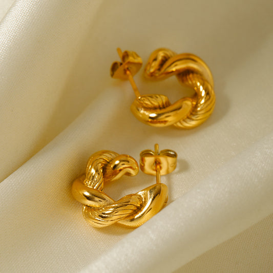 Twist 18K Gold Plated Ear Studs