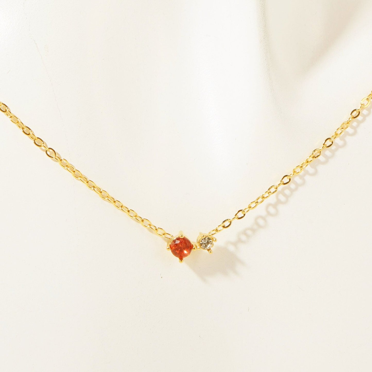 Round Pendant Necklace Zircon 18k Gold Plated