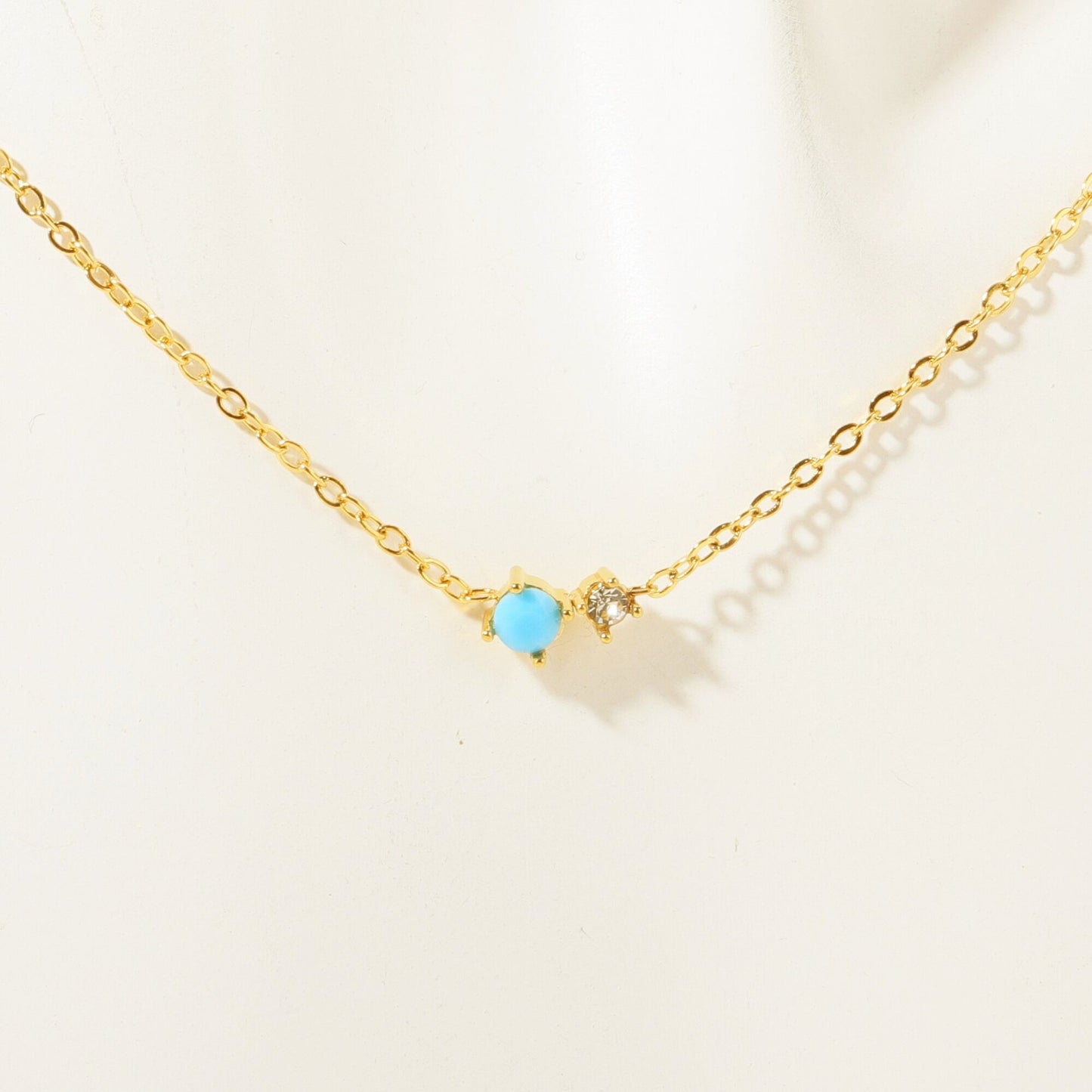 Round Pendant Necklace Zircon 18k Gold Plated