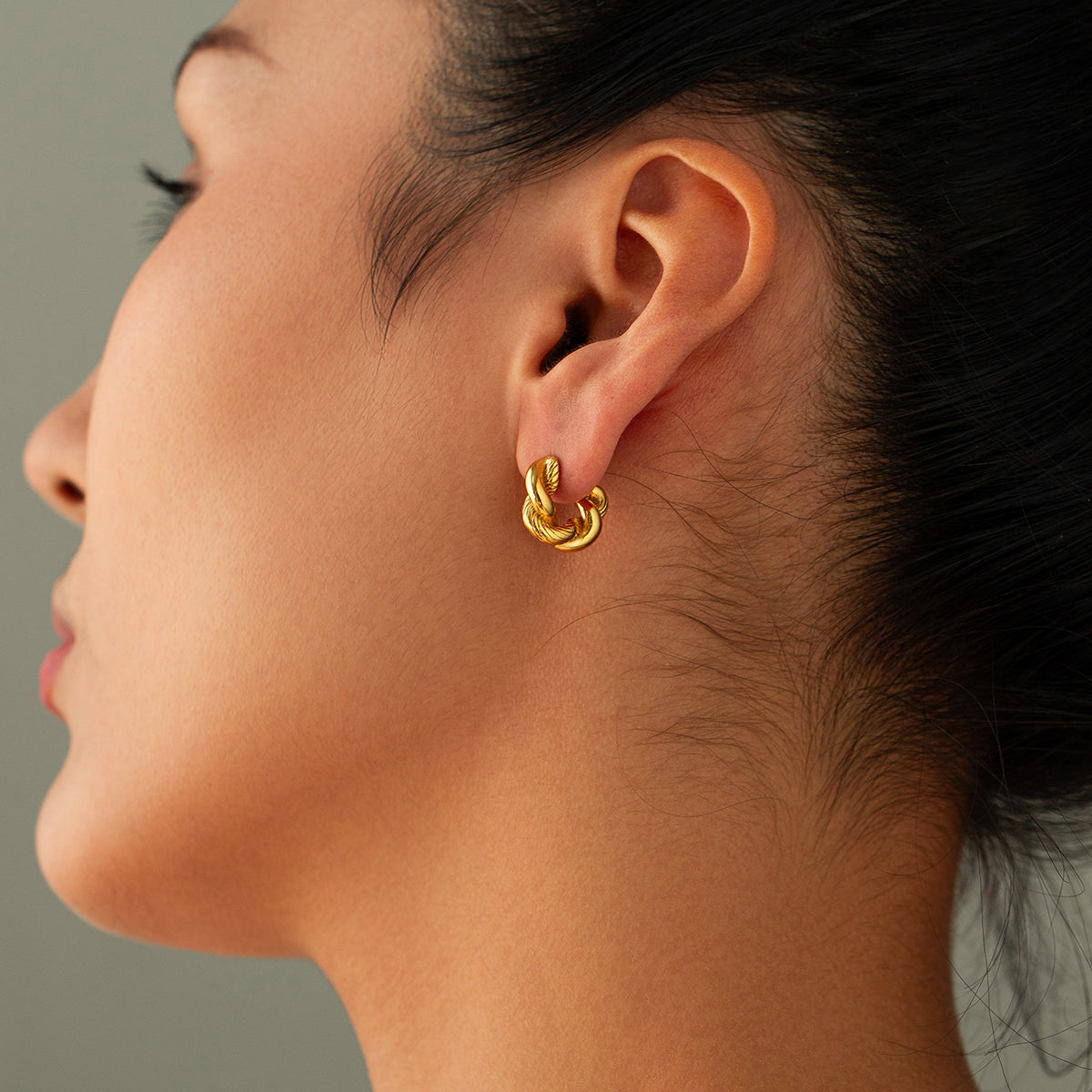 Twist 18K Gold Plated Ear Studs