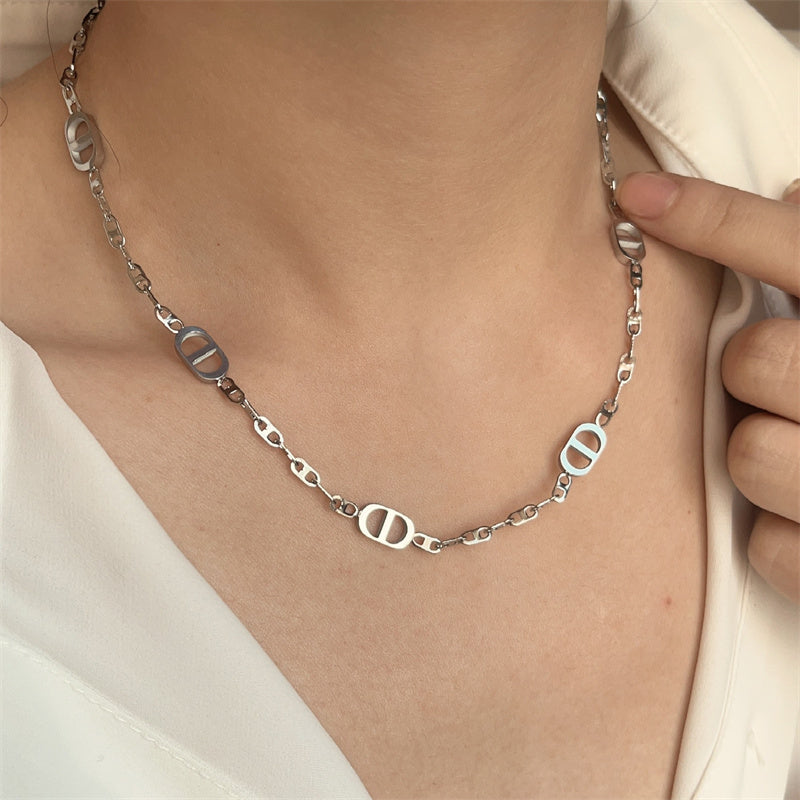 Pig nose 18k gold silver plated necklace