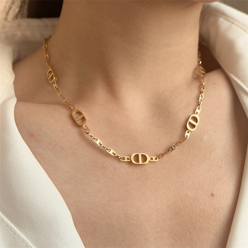 Pig nose 18k gold silver plated necklace
