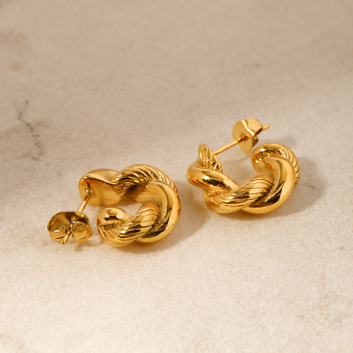 Twist 18K Gold Plated Ear Studs