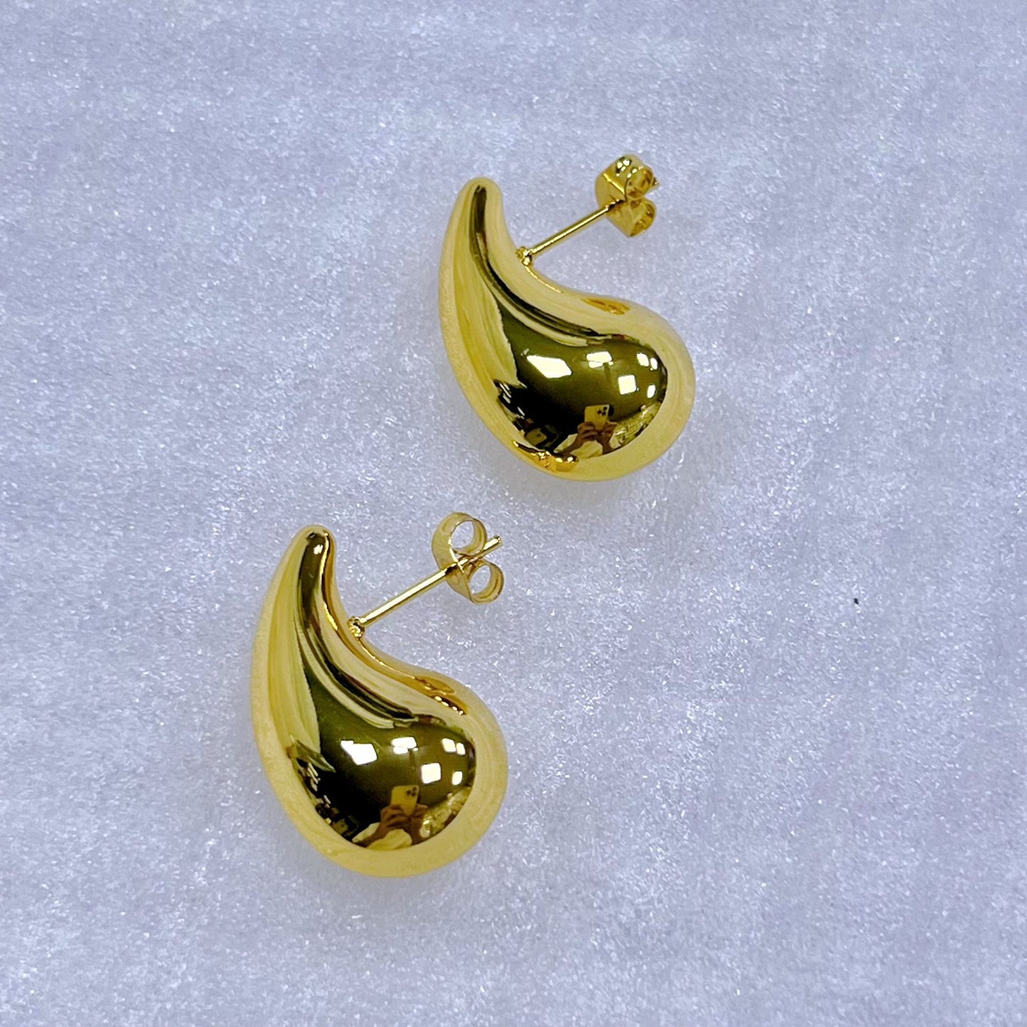 Water Droplets 18K Gold Plated Ear Studs