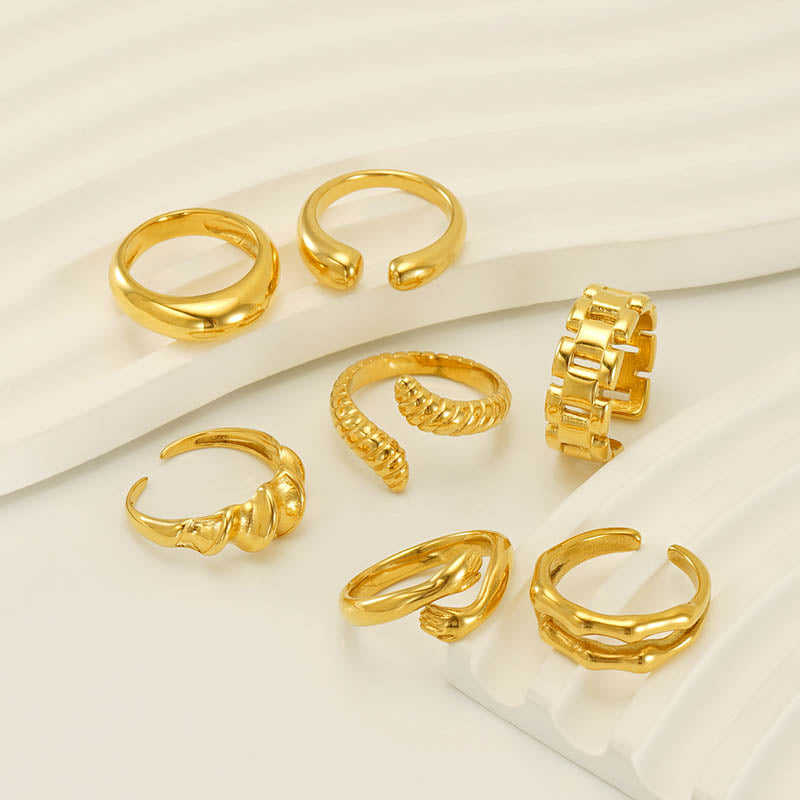 Geometric ring 18k gold plated open