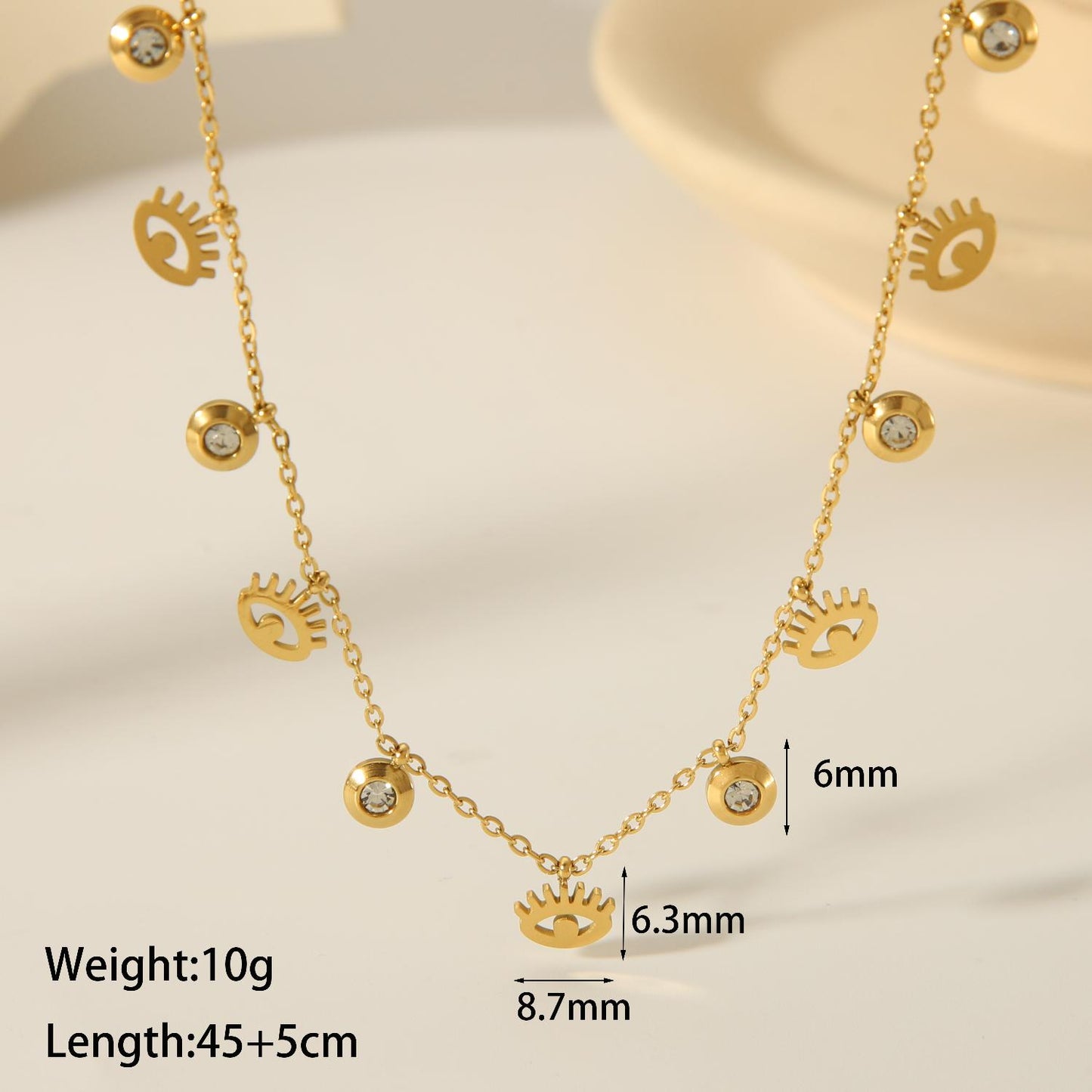 Vintage Style Inlay Star Eye Butterfly 18K Gold Plated Zircon Pendant Necklace