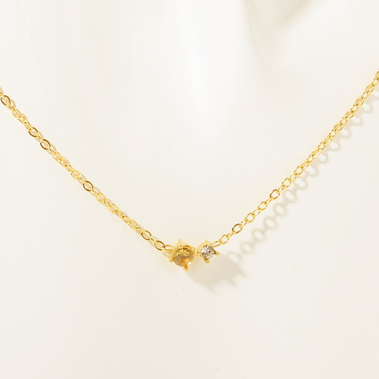 Round Pendant Necklace Zircon 18k Gold Plated