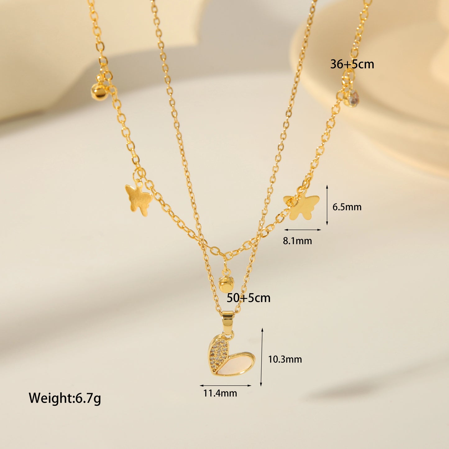 Vintage Style Inlay Star Eye Butterfly 18K Gold Plated Zircon Pendant Necklace