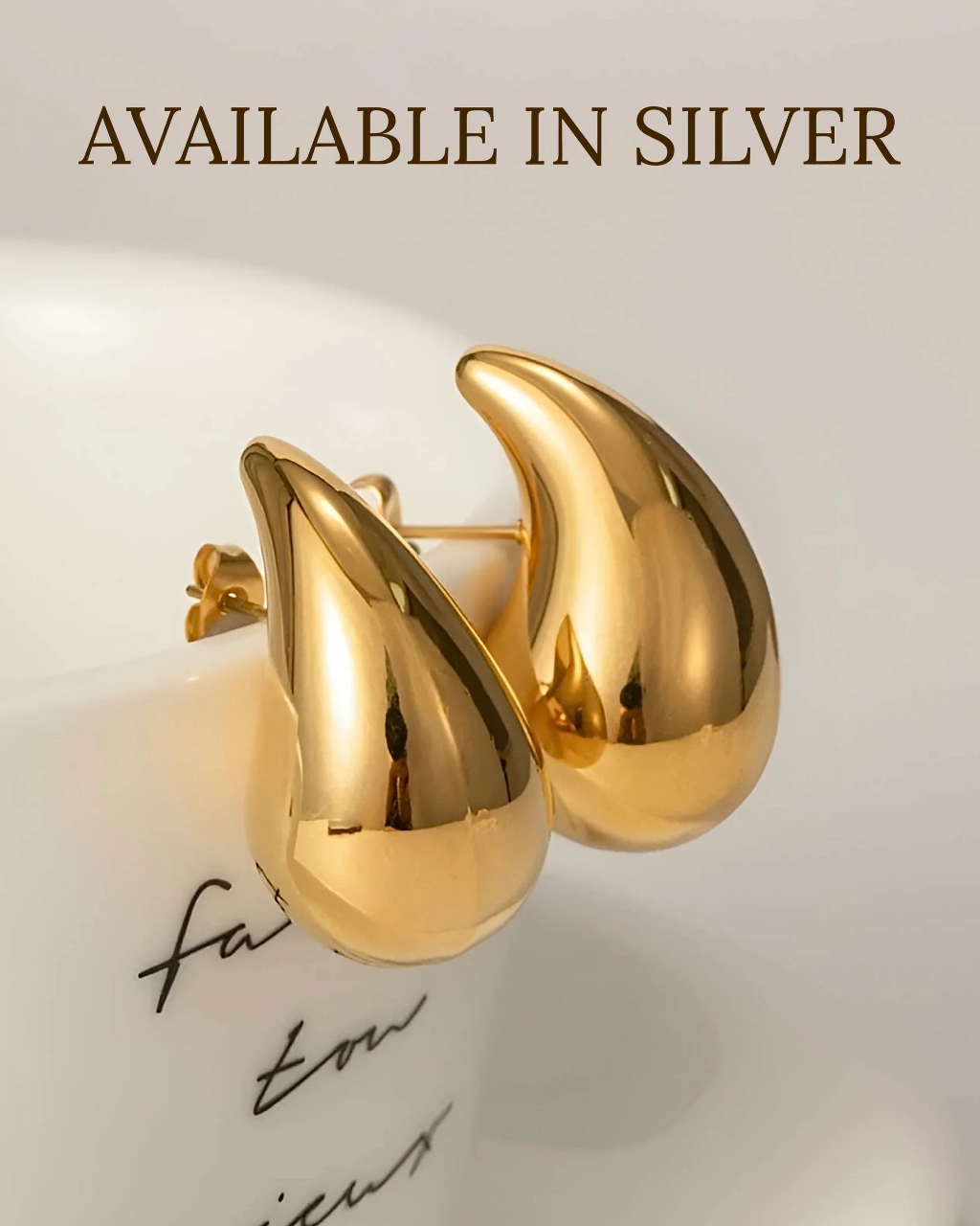 Water Droplets 18K Gold Plated Ear Studs