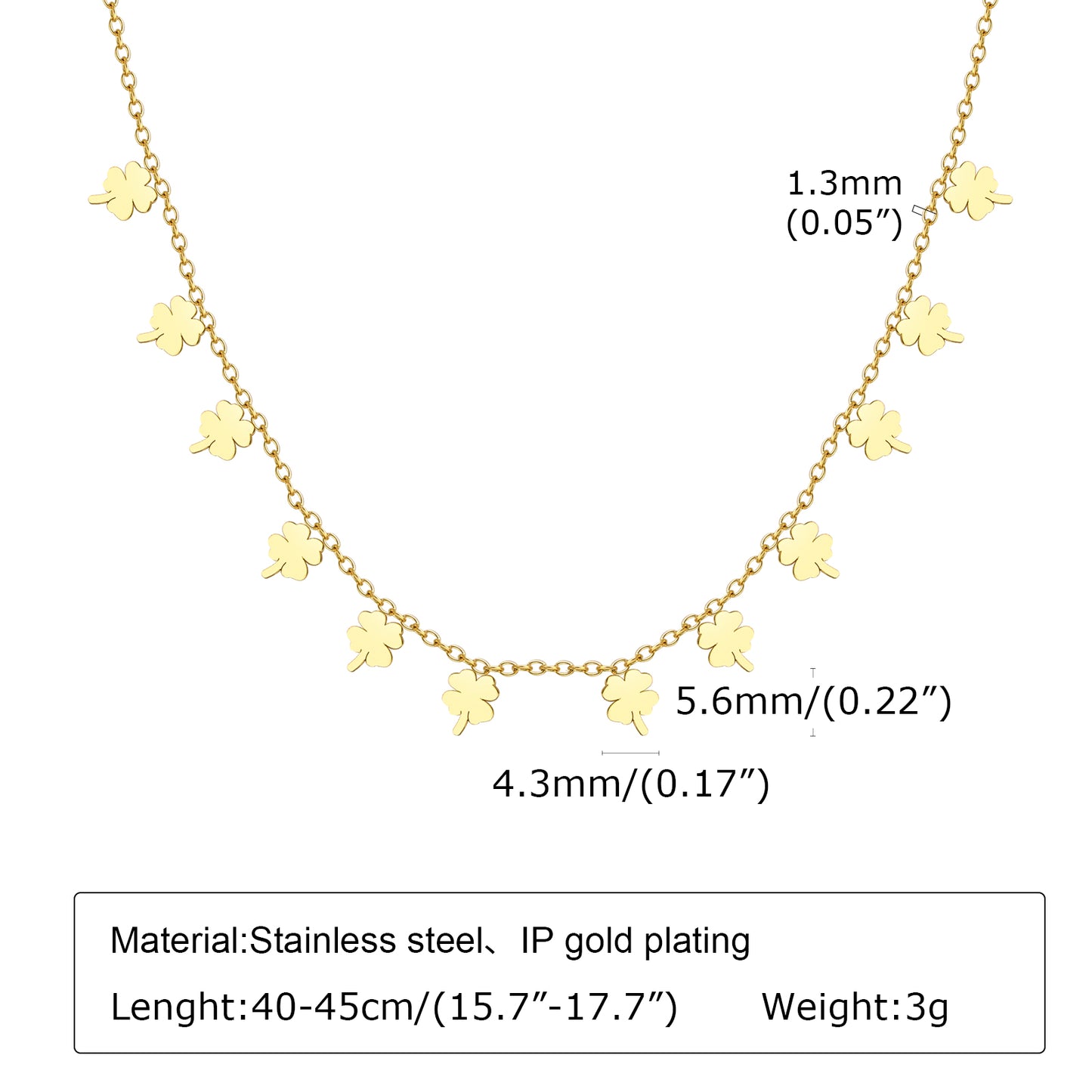 Cross four leaf clover lightning inlay zircon 18k gold plated necklace