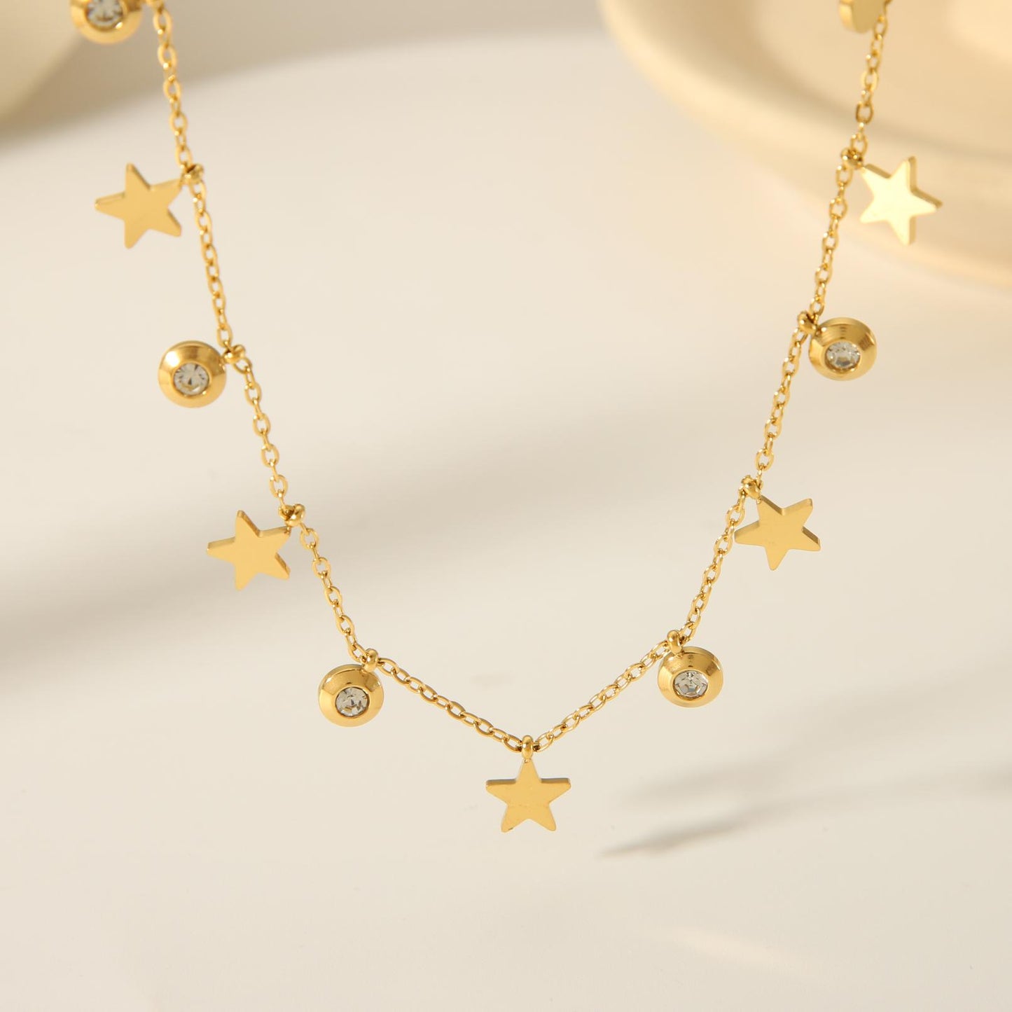 Vintage Style Inlay Star Eye Butterfly 18K Gold Plated Zircon Pendant Necklace