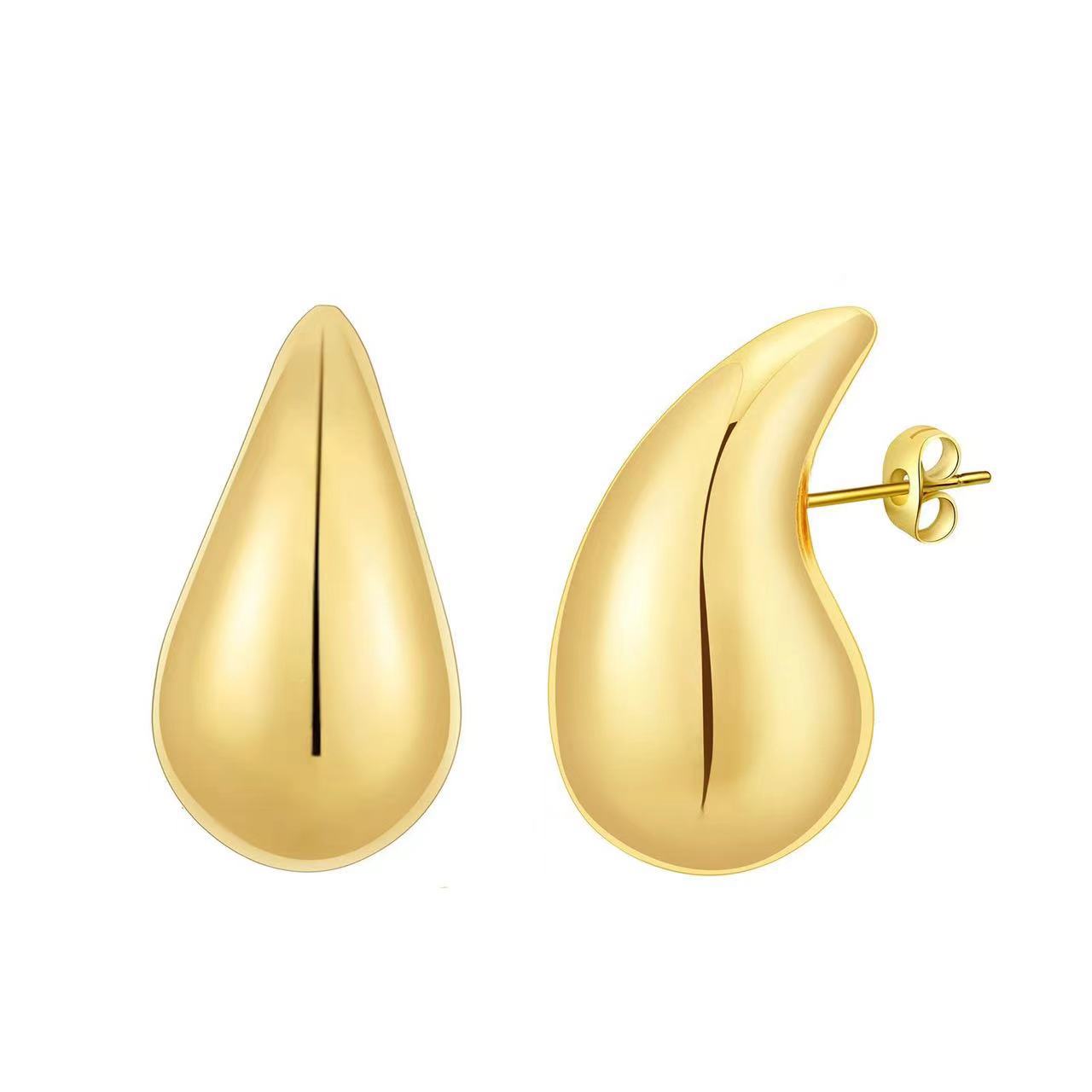 Water Droplets 18K Gold Plated Ear Studs