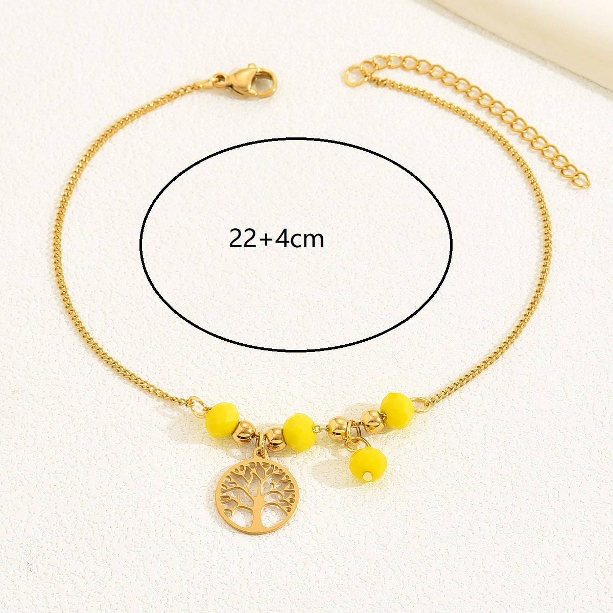 Bohemian beach tree beaded 18k gold plated women's anklet