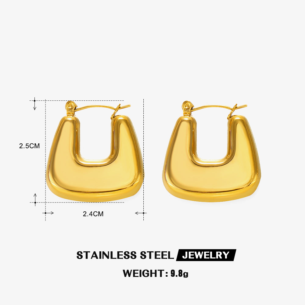 Geometric C shape 18K Gold Plated earrings
