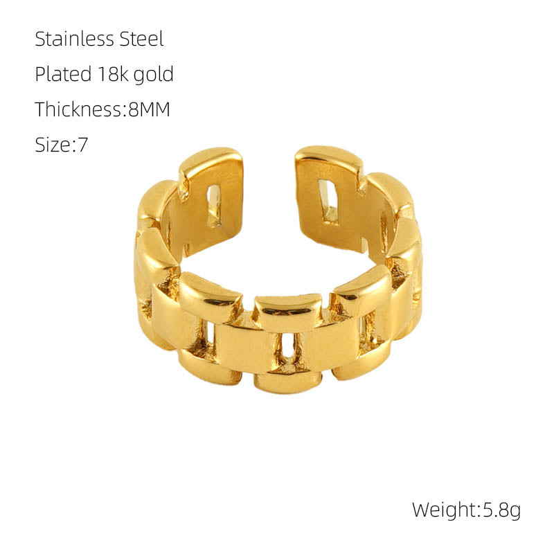 Geometric ring 18k gold plated open